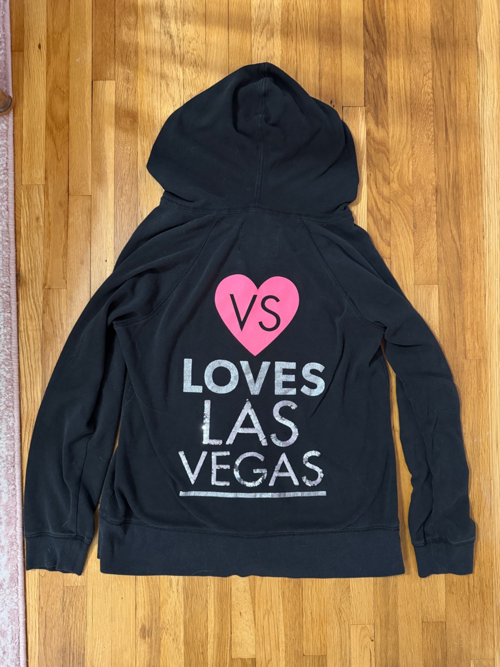 Victoria's Secret loves Las Vegas bling sequin hoodie full zip vintage y2k